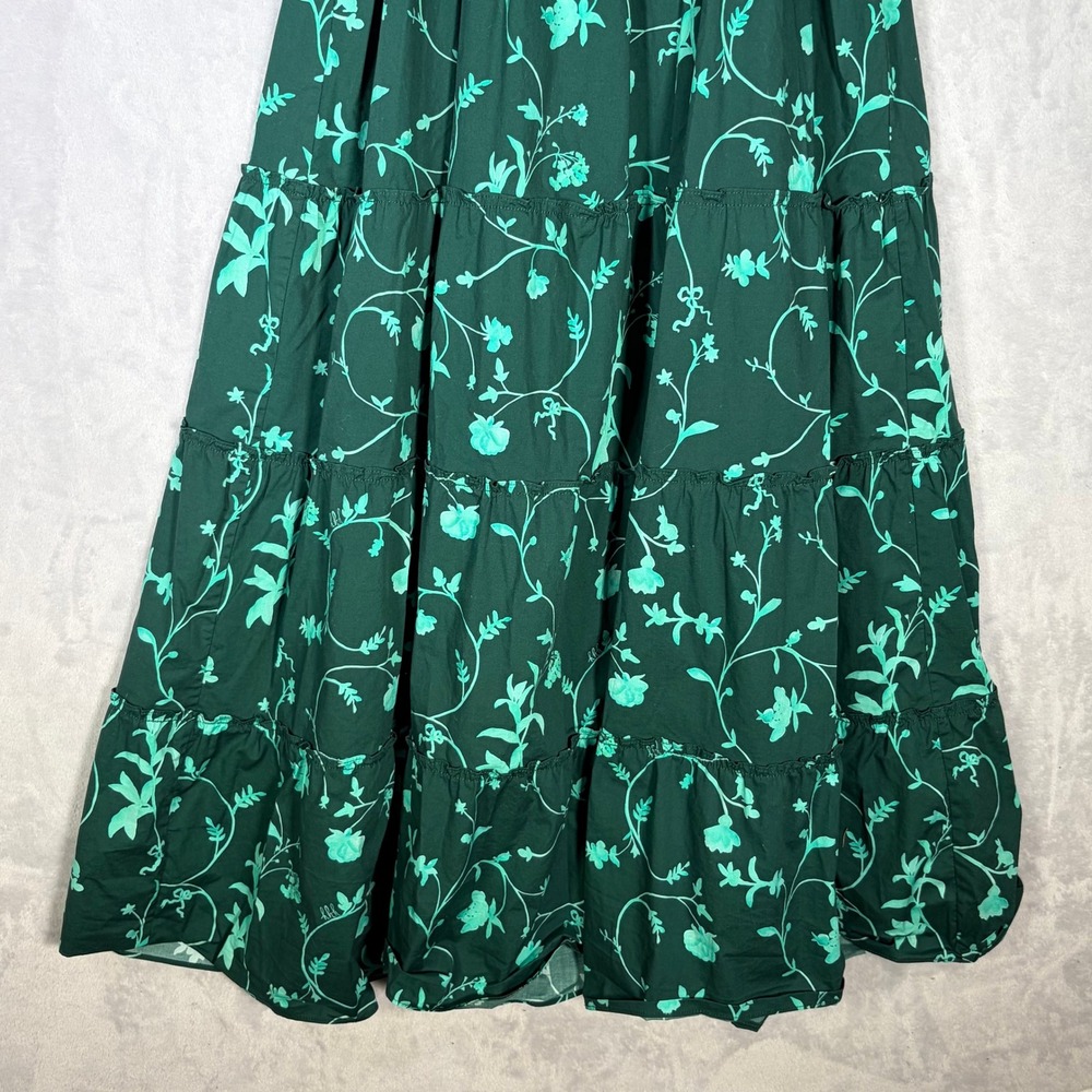 Hill House Home The Ellie Nap Dress Women XS Green Botanical Floral Smocked Midi - Picture 5 of 9